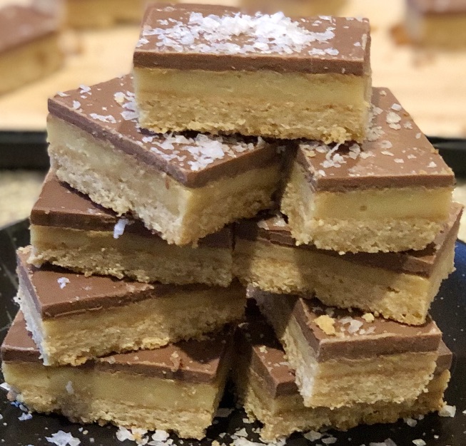 close up photo of salted caramel slice