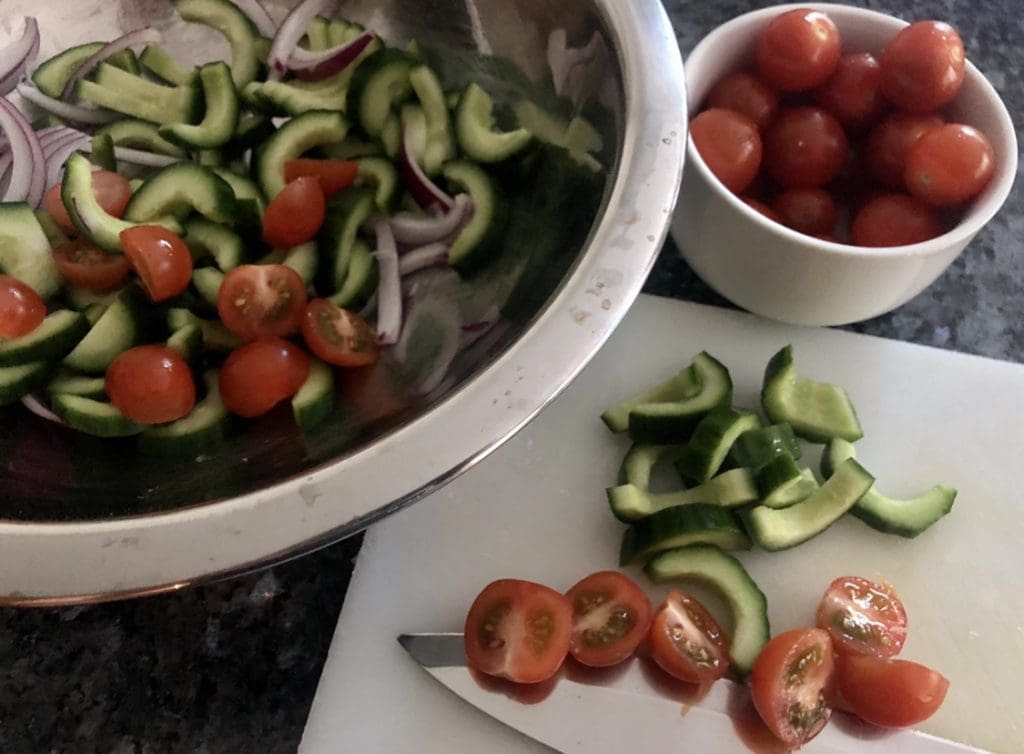 Asian salad with pork