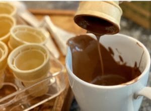 coating cones in chocolate