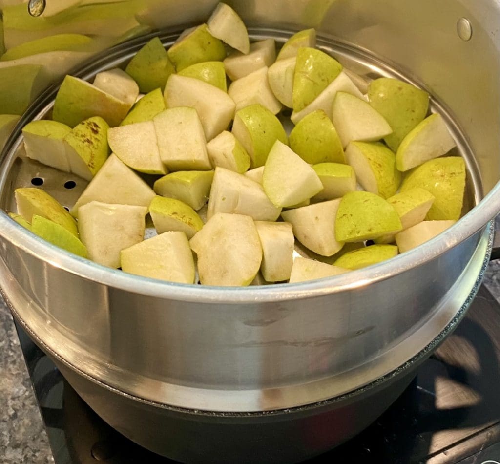 steaming pears image