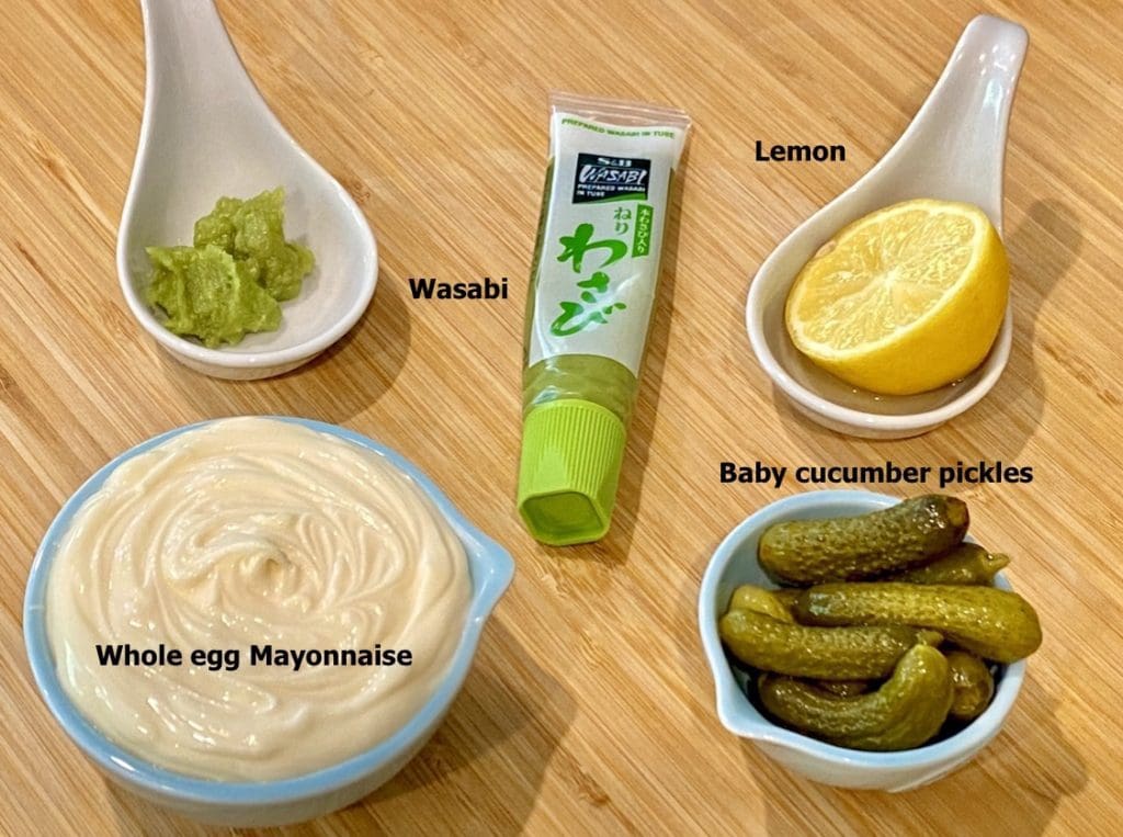 ingredients for wasabi pickle mayo