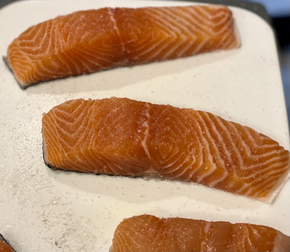 seasoning the salmon