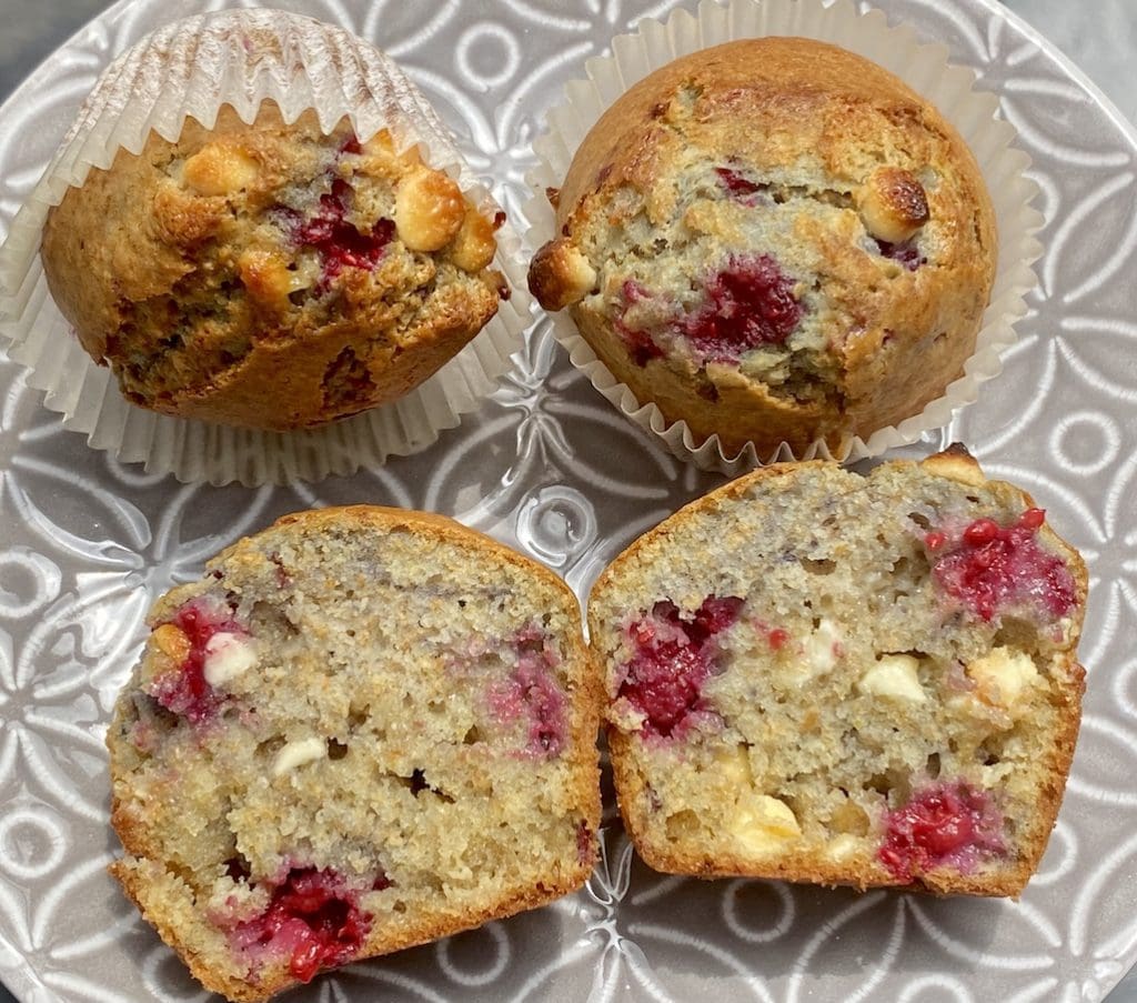 raspberry white chocolate muffin