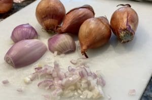 chopping the shallots