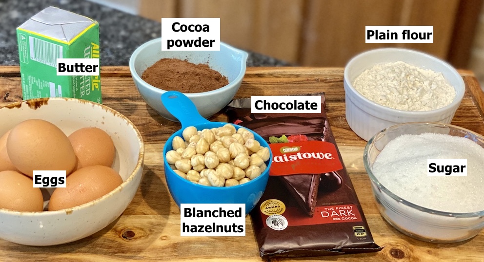 chocolate hazelnut brownies ingredients
