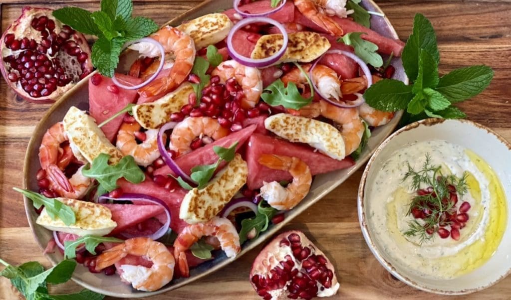 Prawn Halloumi Watermelon Salad