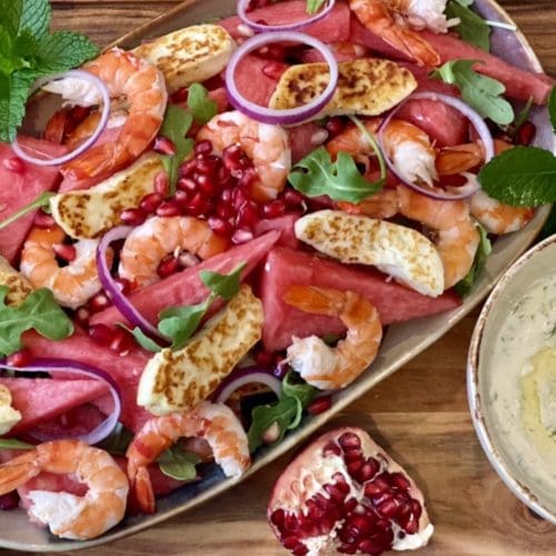 Prawn Halloumi Watermelon Salad