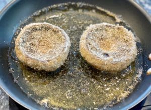 Frying portobello mushrooms