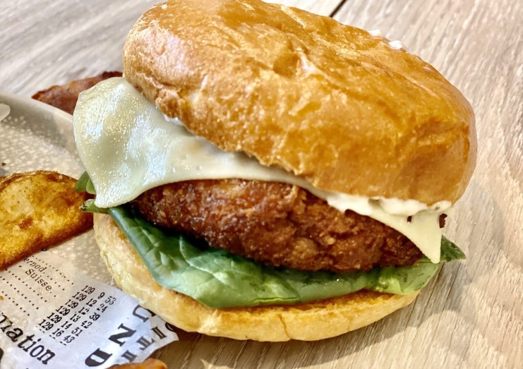 Fried portobello mushroom burger