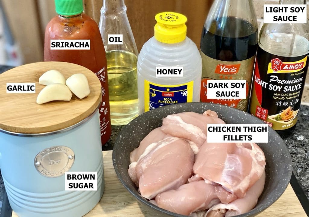 Ingredients for Honey Sriracha Chicken