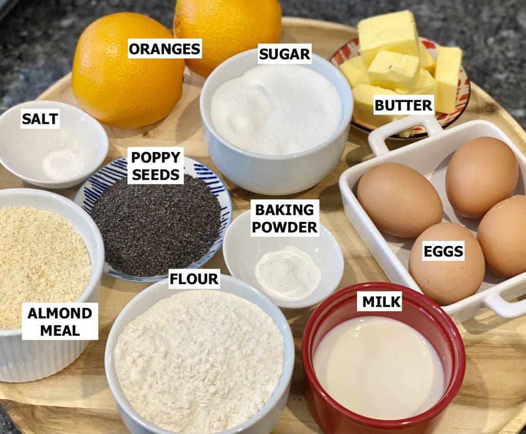 ingredients for Orange and Poppy Seed Friands