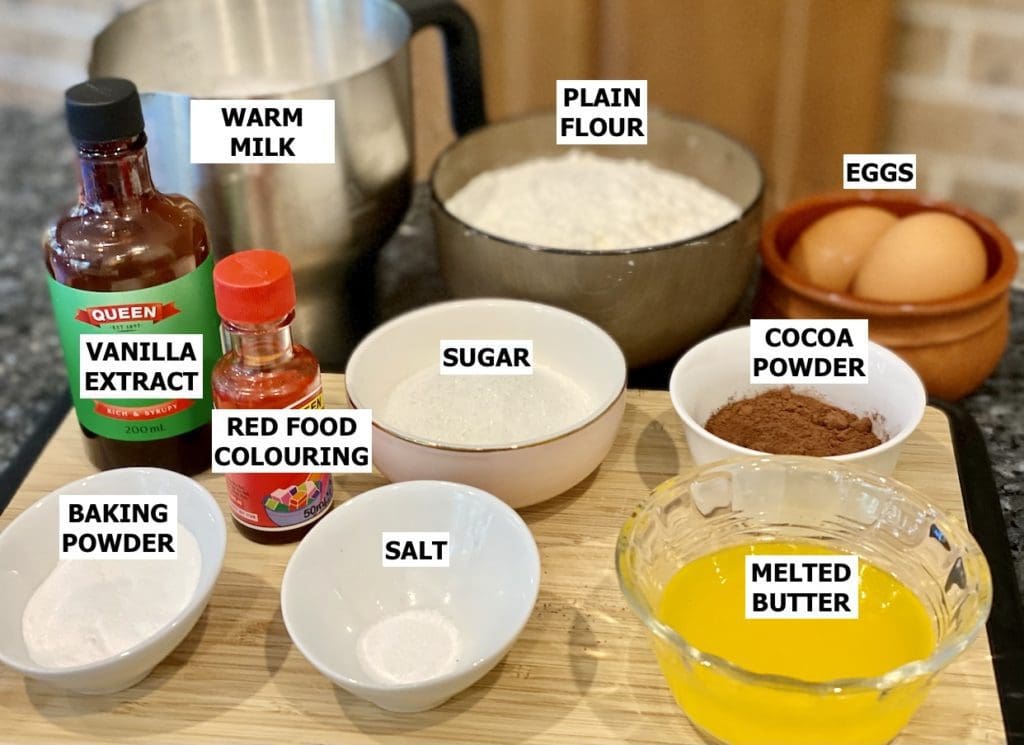 Ingredients for Red Velvet Waffles