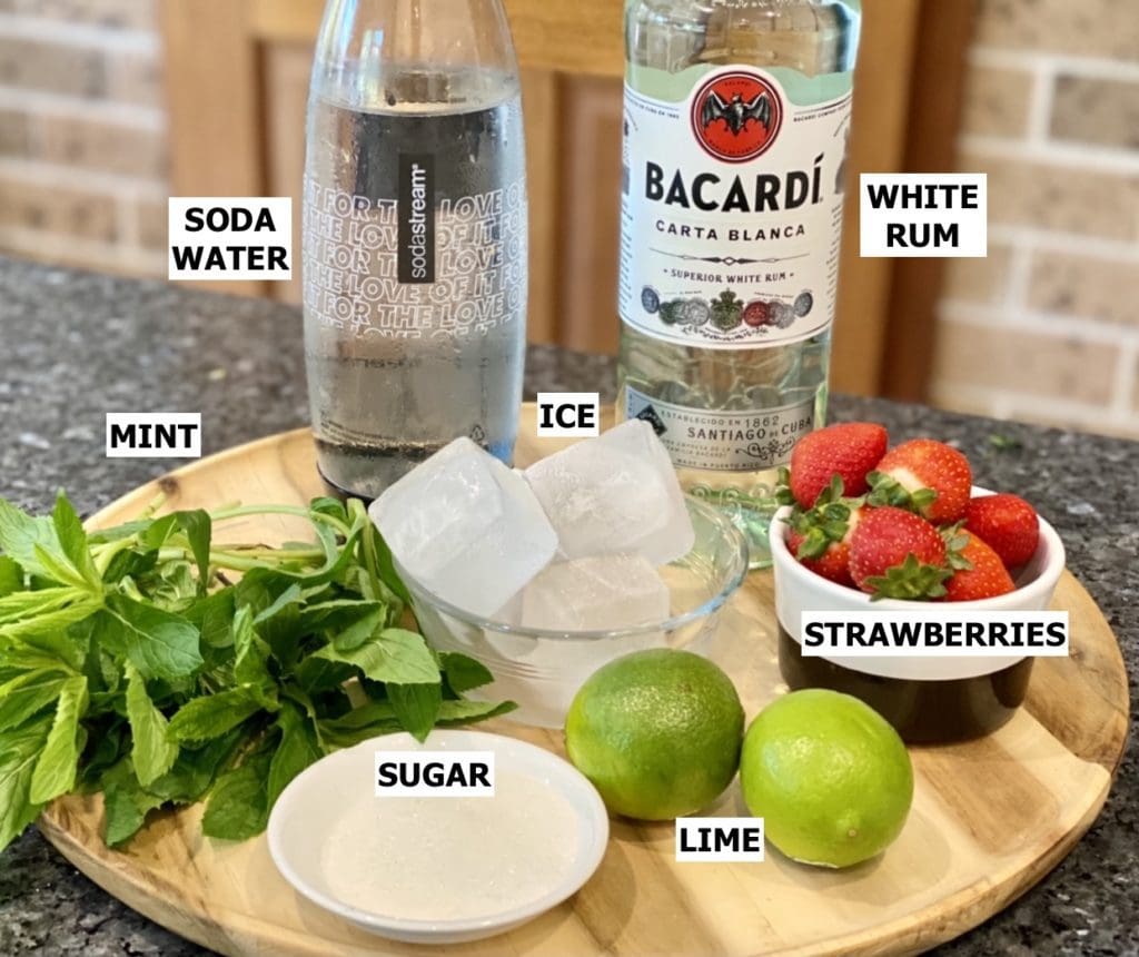Ingredients for Strawberry Mojito 