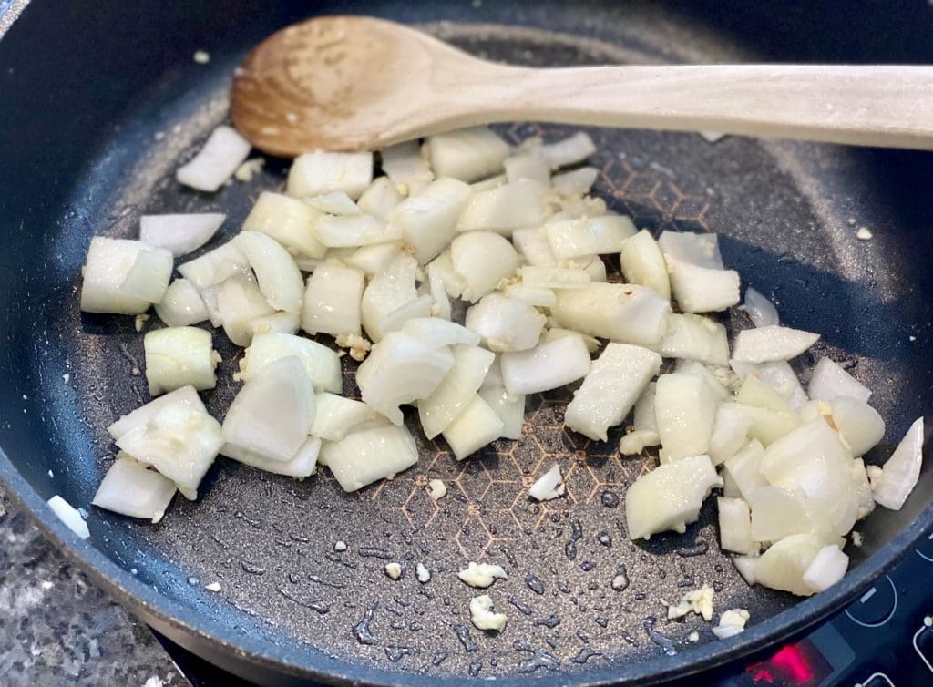 stir-frying the pumpkin