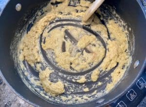 Melted butter in a frying pan with garlic