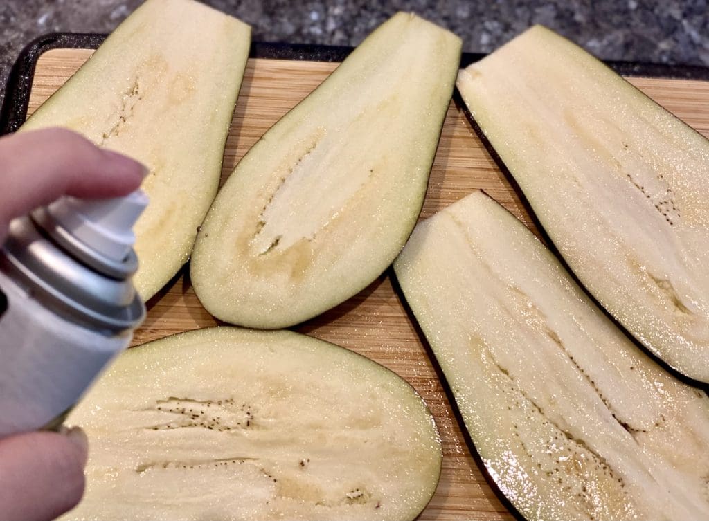 preparing the eggplants