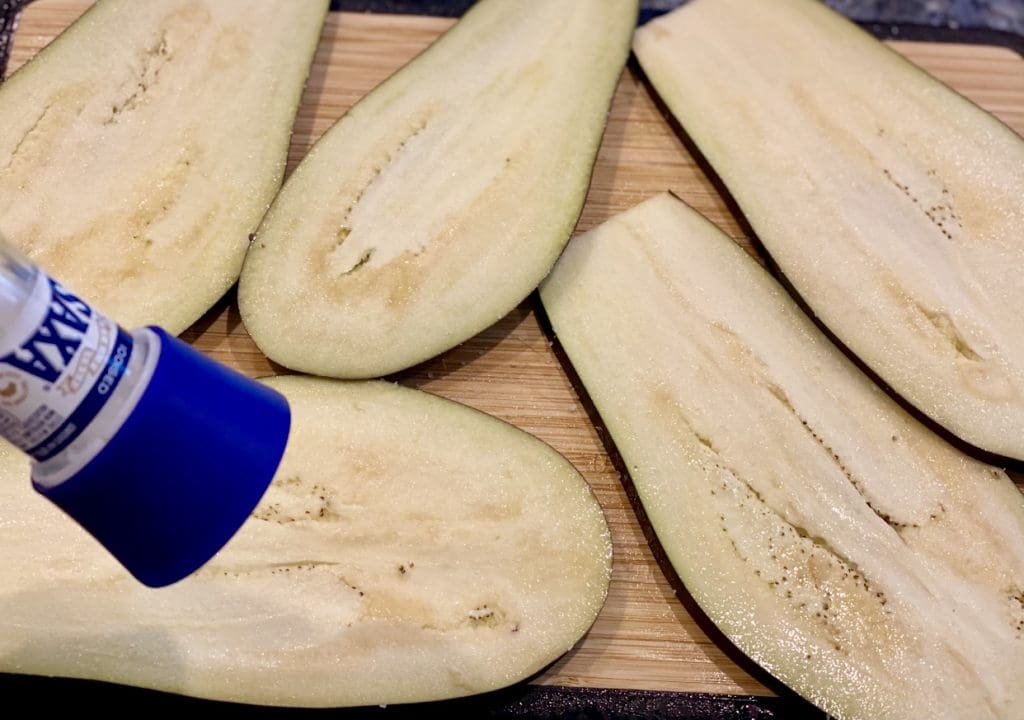 preparing the eggplants