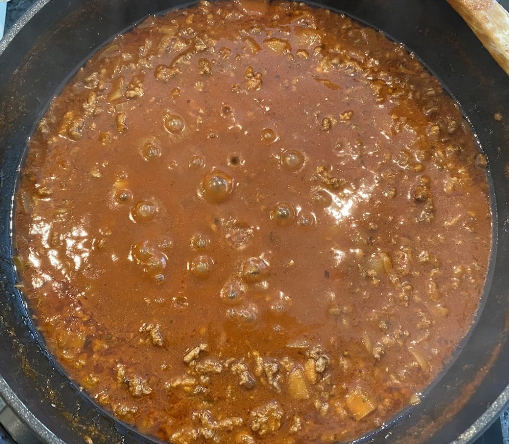cooking the meat filling