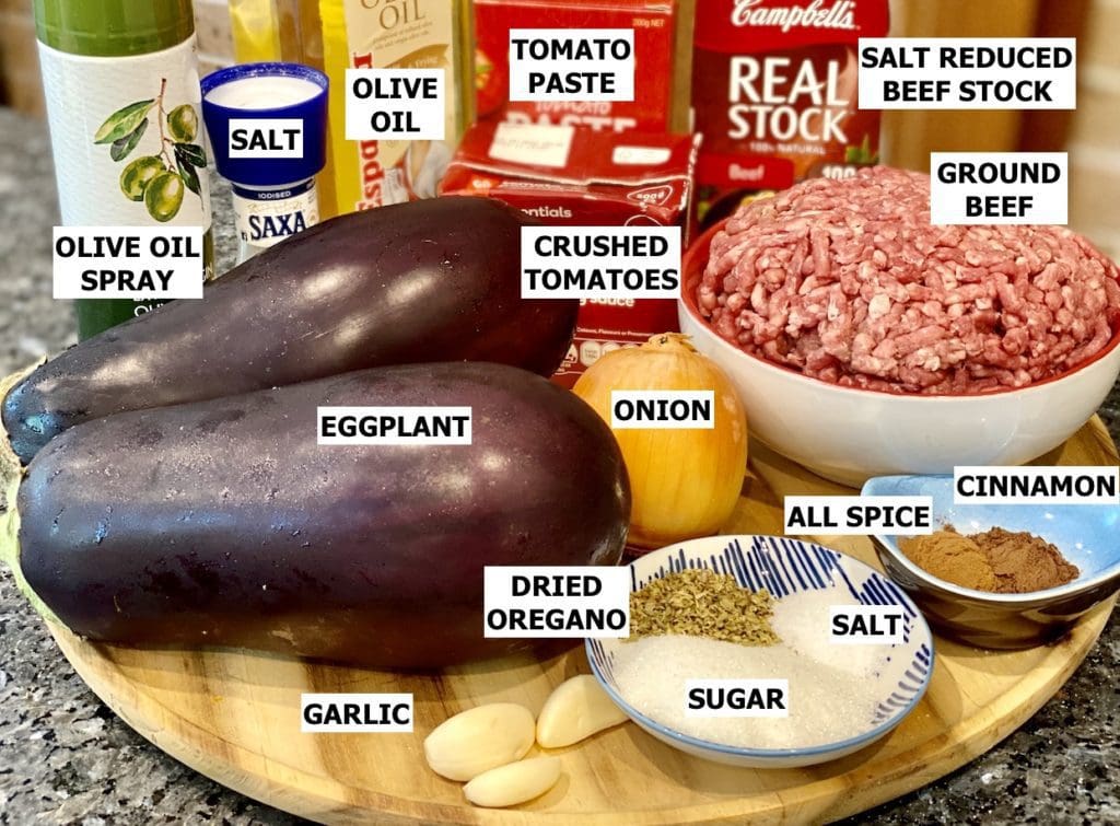 Ingredients for Beef Moussaka