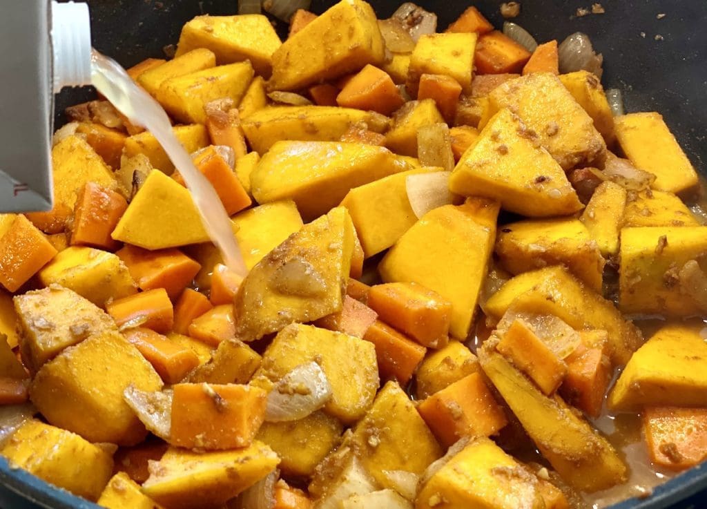 Cooking the pumpkin soup