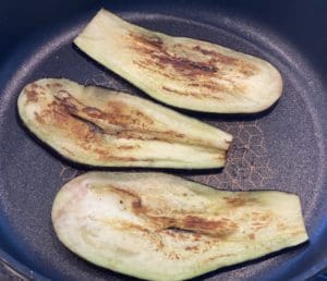 preparing the eggplants