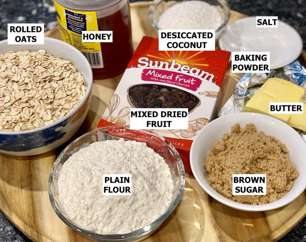 Ingredients for Oat Fruit Slice