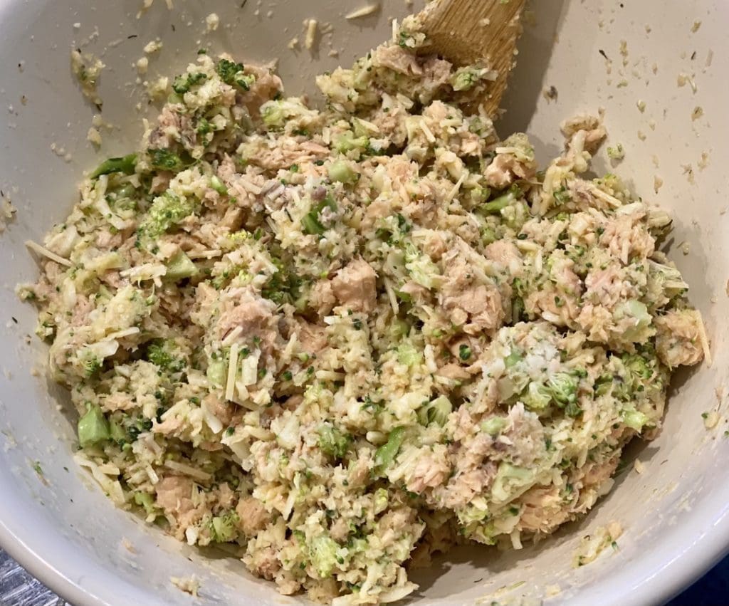 Salmon Patties with Cheese and Broccoli