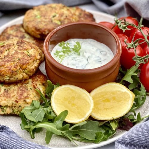 Salmon Patties with Cheese and Broccoli