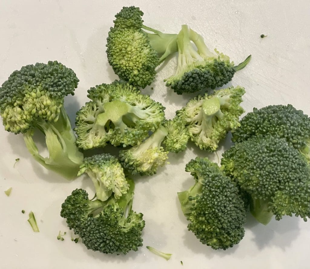 preparing the broccoli 