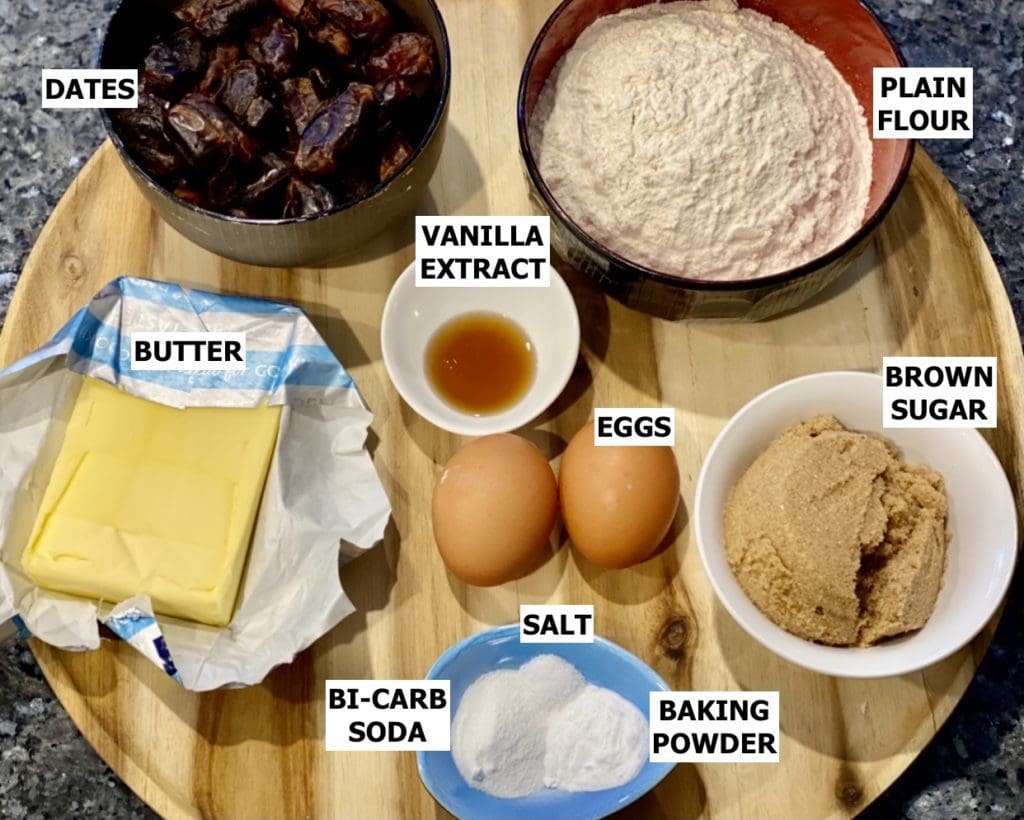 Ingredients for Easy Sticky Date Pudding