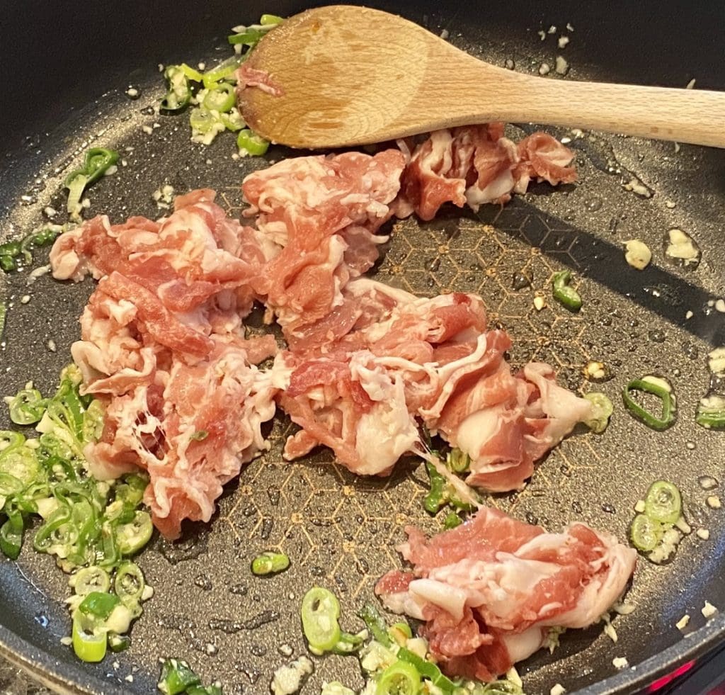 stir frying the rice