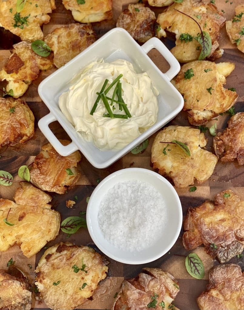 Salt and Vinegar Smashed Potatoes