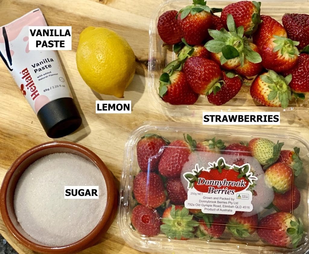 Ingredients for Easy Strawberry Compote