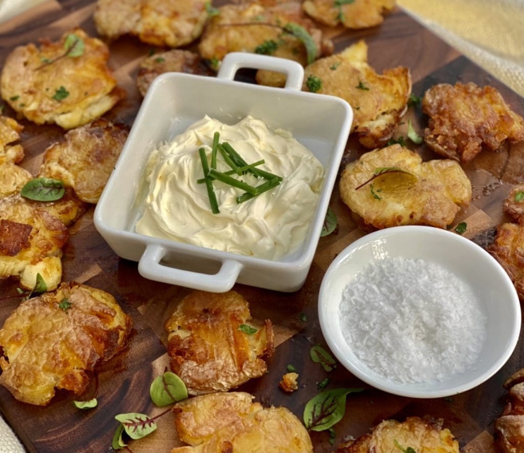 Salt and Vinegar Smashed Potatoes