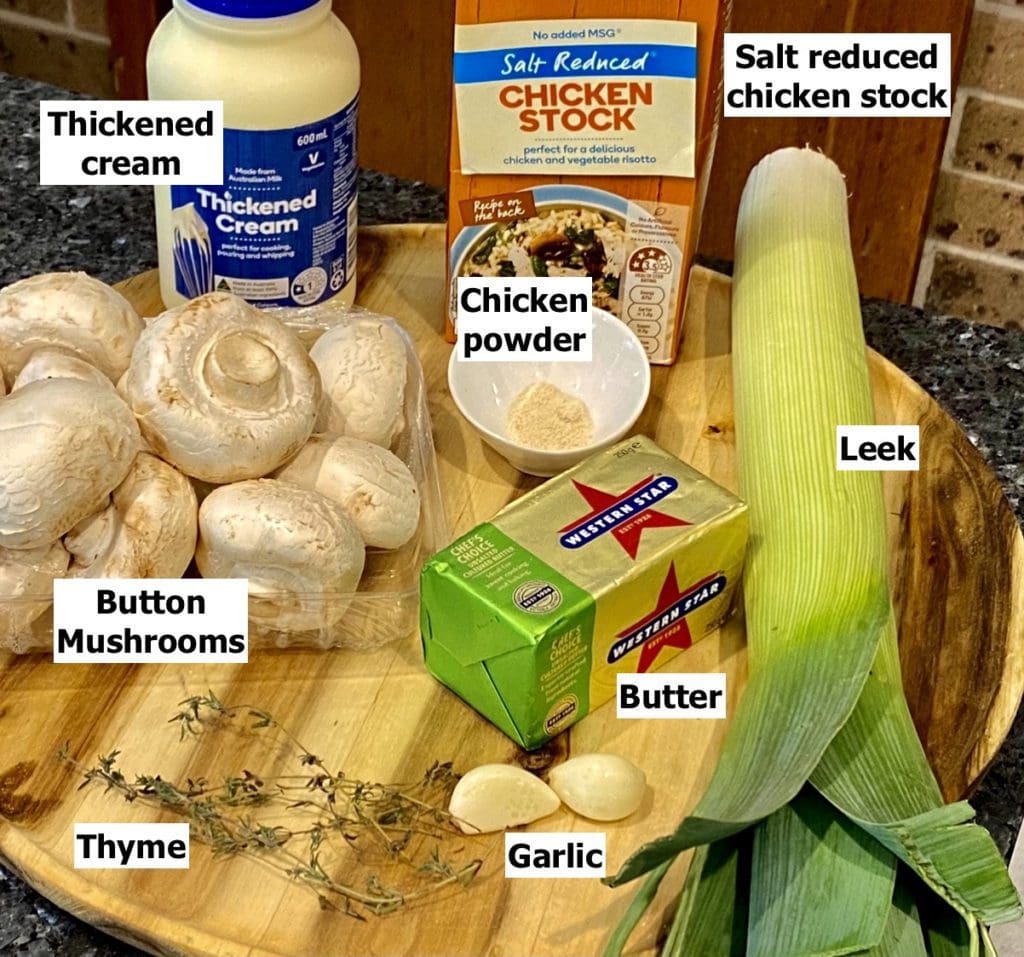 Ingredients for Mushroom Leek Soup