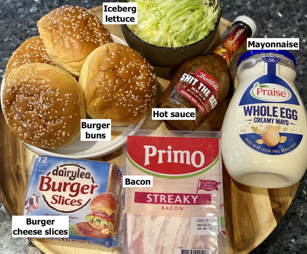 Ingredients for Spicy Fried Chicken Burger
