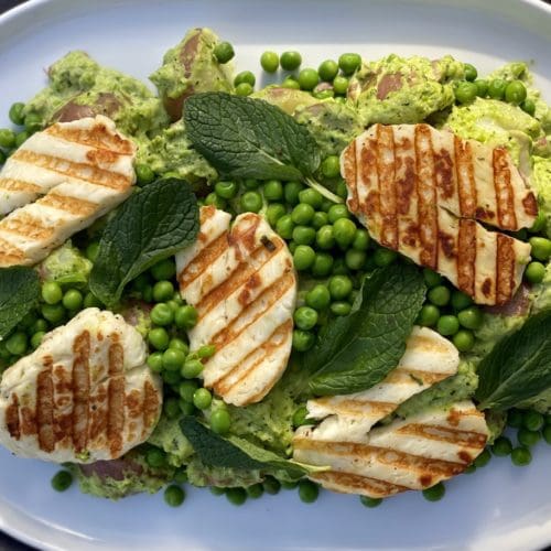 Potato and Pea Salad with Halloumi