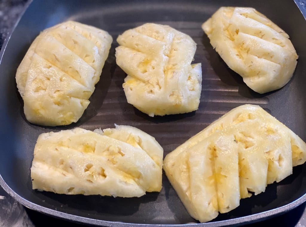 Grilling the pineapple