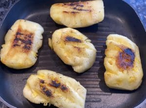 Grilling the pineapple