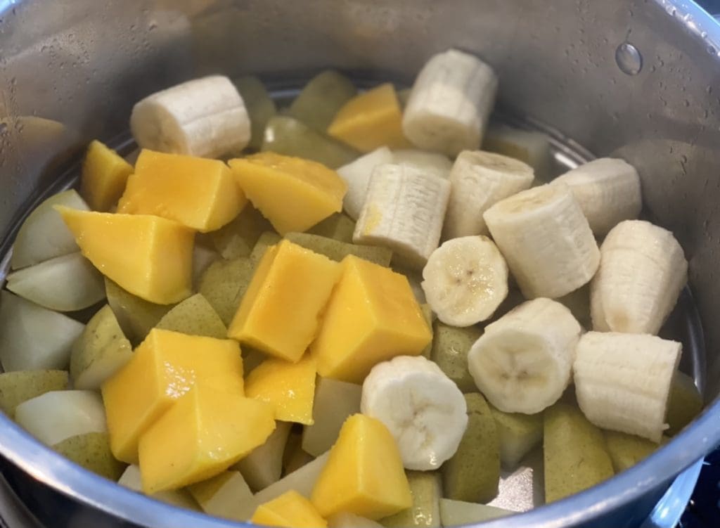 Mango Purée For Baby with pear and banana