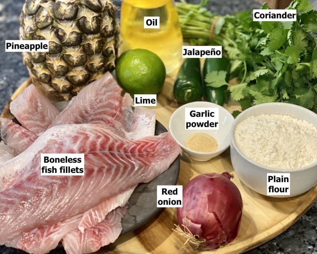 Ingredients fo Fish with Pineapple Salsa