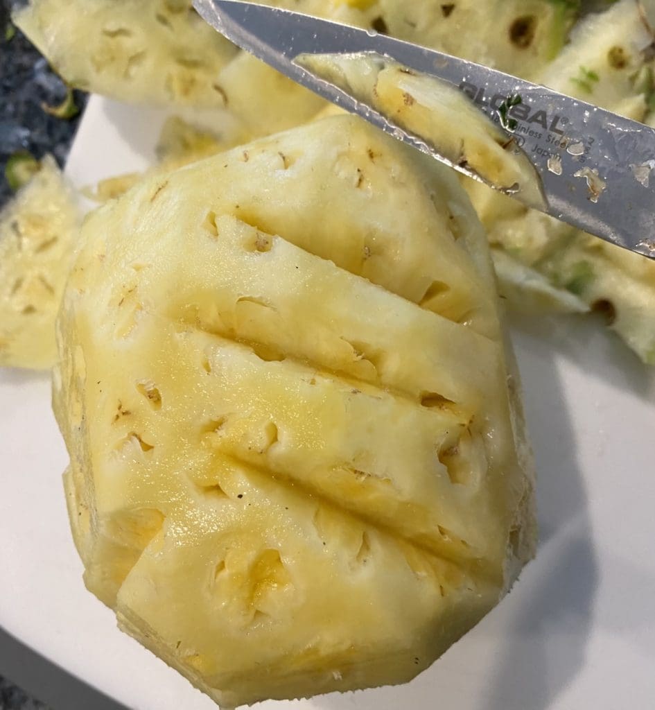 preparing pineapple