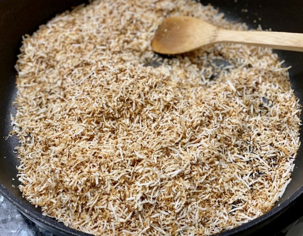 toasting coconut