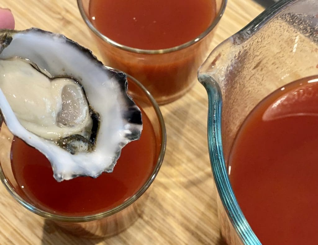 Bloody Mary Oyster Shots