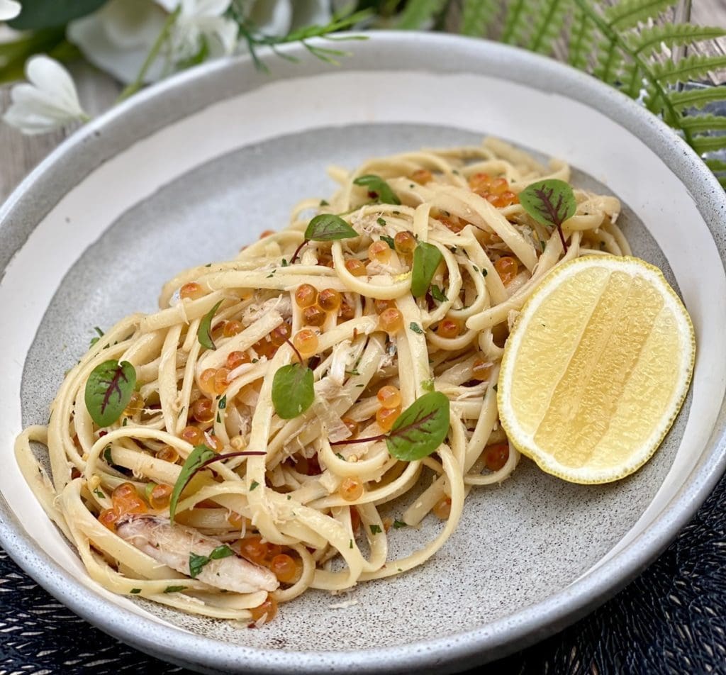 Crab Linguine with Caviar - 3CatsFoodie