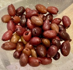 prepping the olives