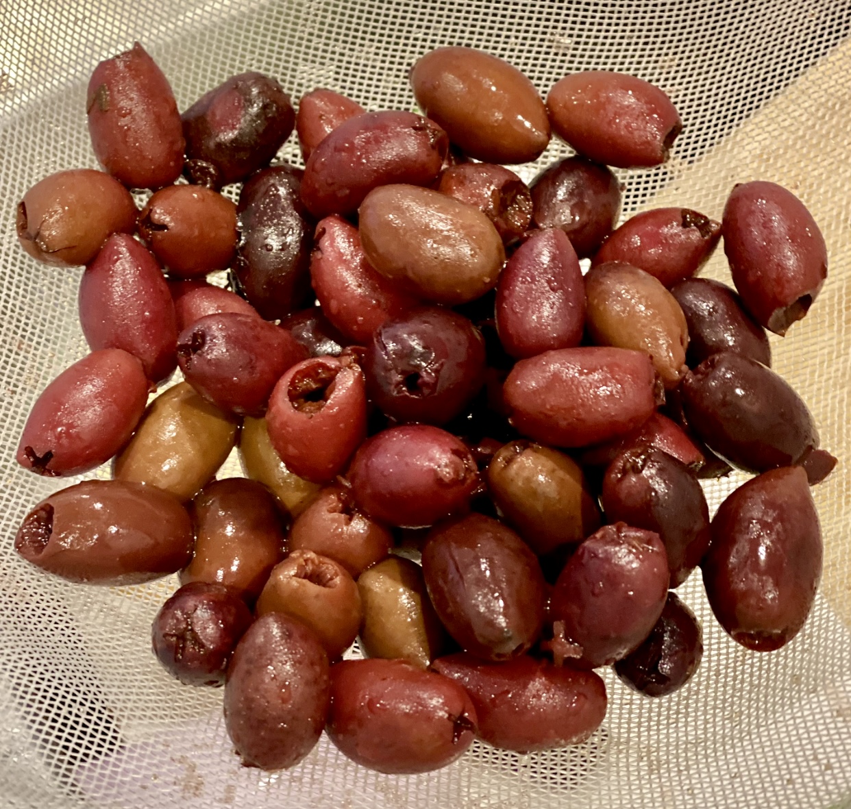 prepping the olives