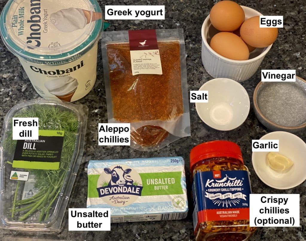 Ingredients list for Turkish Eggs