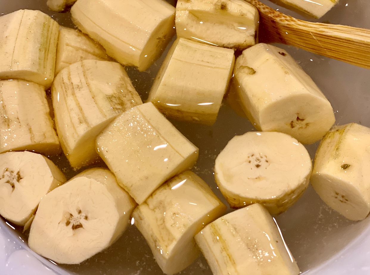 preparing the plantains