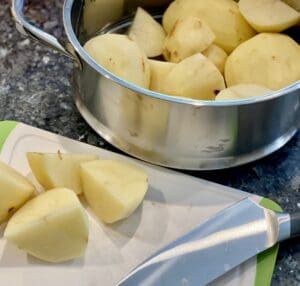 preparing potatoes